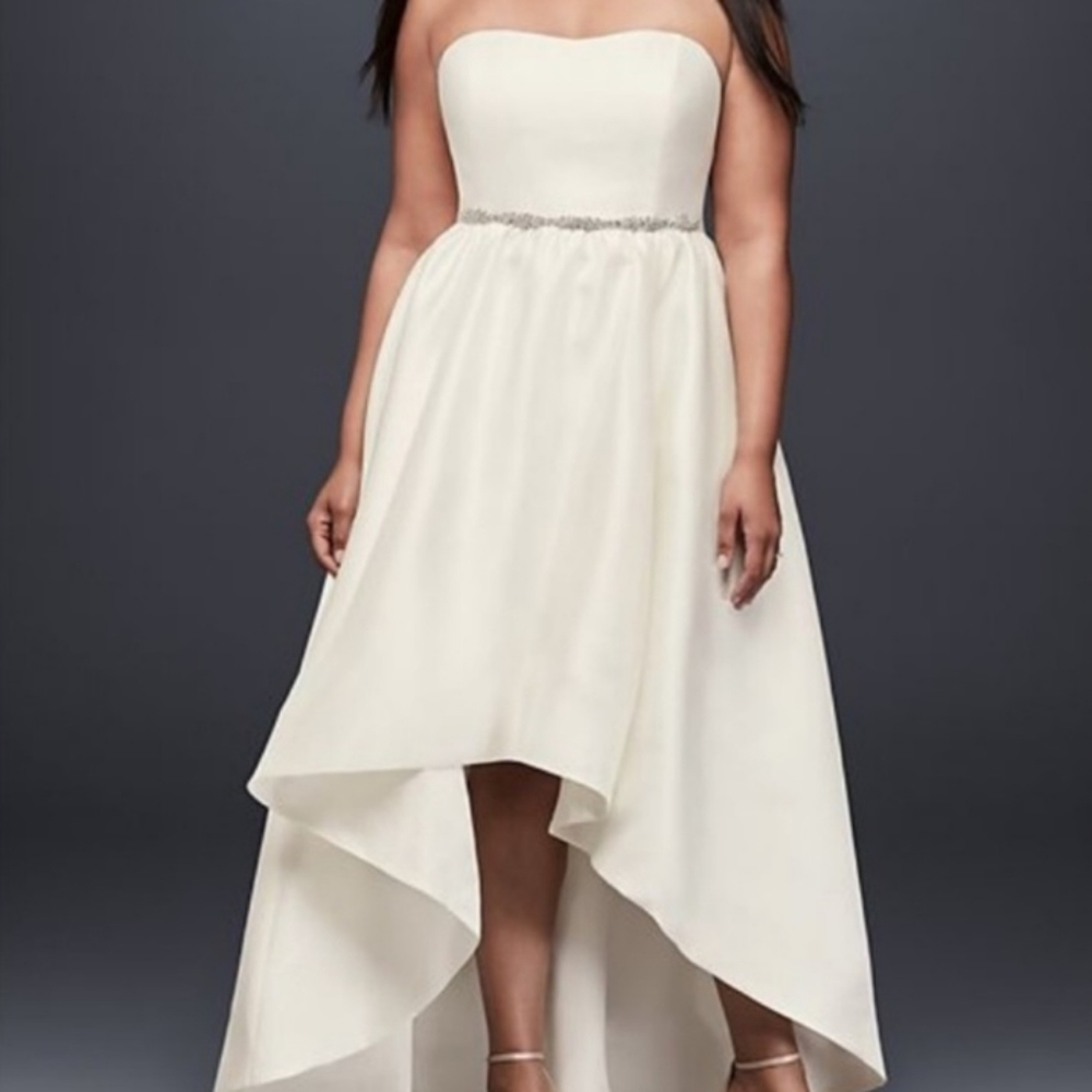 David's Bridal Mikado High Low Wedding Dress